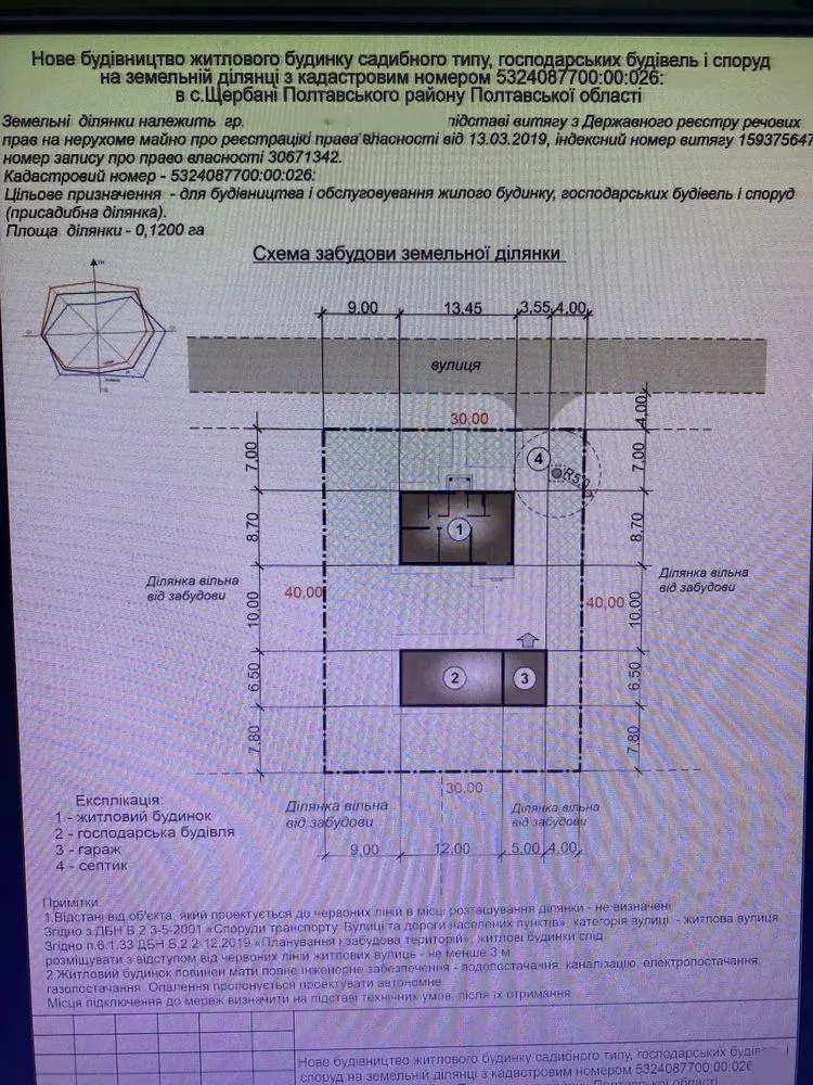 Ділянка в Щербанях 