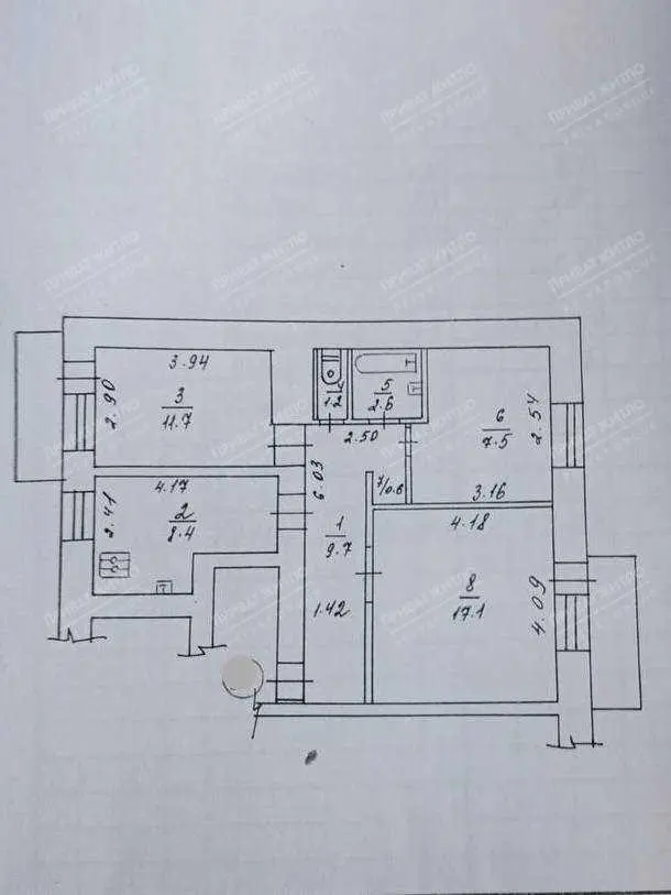 3 кімнатна квартира в цегляному будинку в Полтаві. 