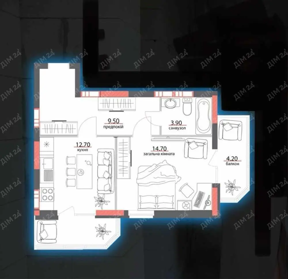 Гарна 1-к квартира в новобудові