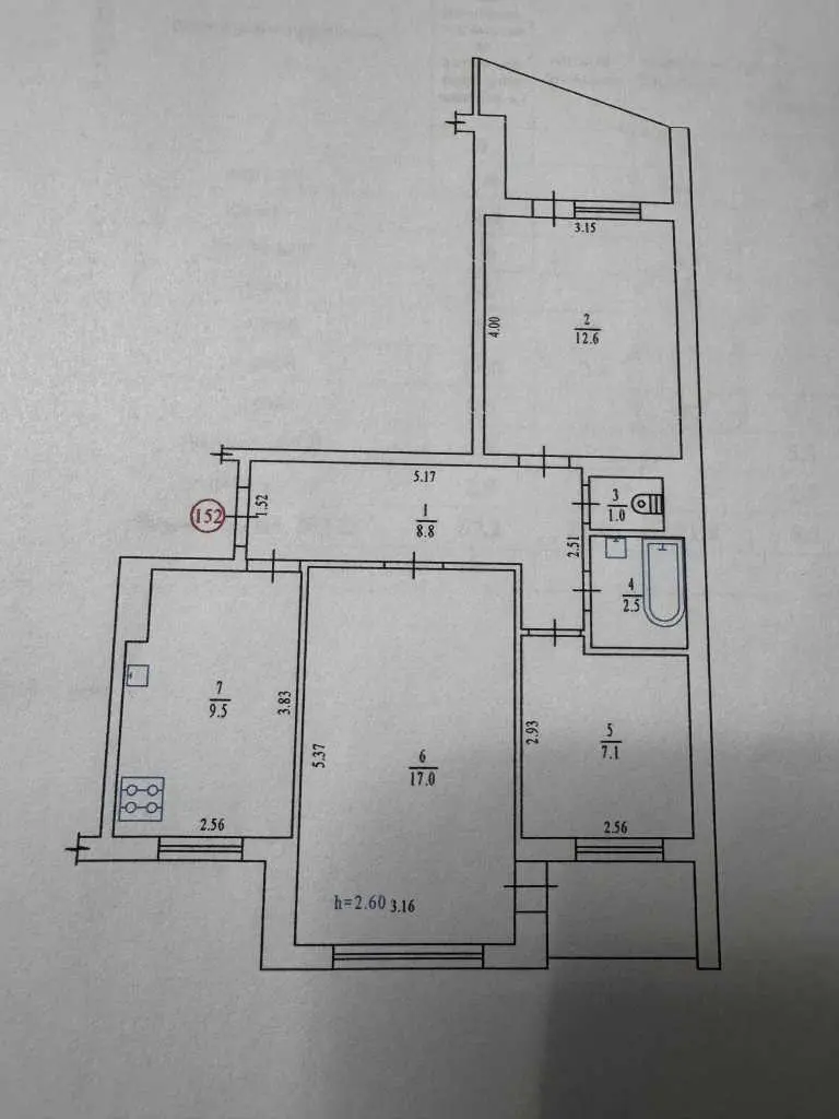 Трикімнатна квартира на Огнівці з ремонтом