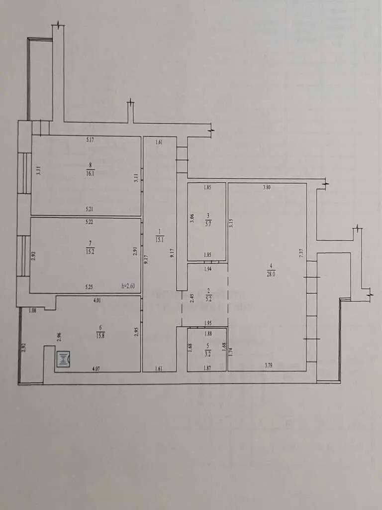 Продаж елітної трикімнатної квартири 112 м² з індивідуальним газовим опаленням
