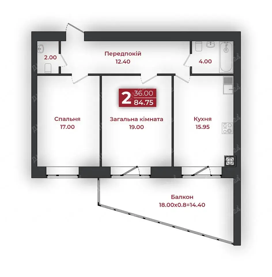 Двокімнатна квартира ЖК "Європейський"