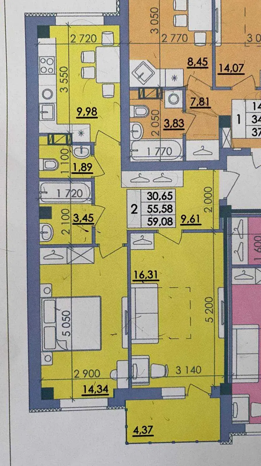 Продаж 2 кімнатної квартири в ЖК Пелюстковий